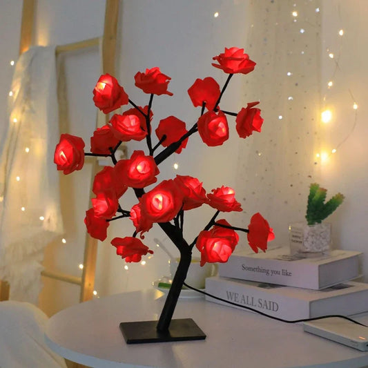 Crimson Rose Tree Lamp
