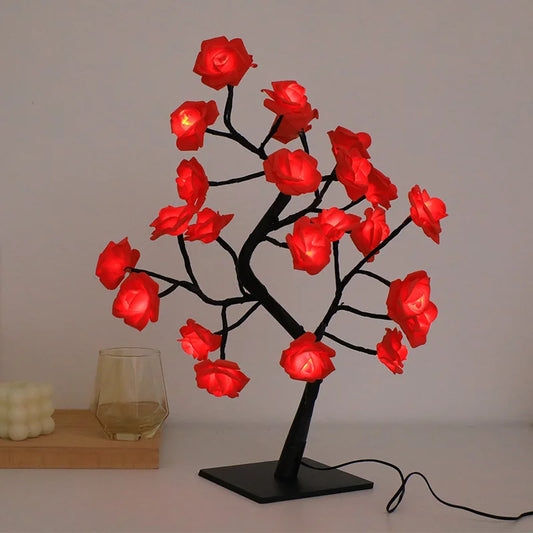 Crimson Rose Tree Lamp